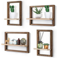 Millwat Living Lounge Home Office Solid Wood Floating Frames Shelf