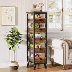 Arnatoi Narrow Snack Stand Fruit Basket Wood Fruit And Vegetable Storage Bakers Rack