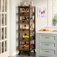 Arnatoi Narrow Snack Stand Fruit Basket Wood Fruit And Vegetable Storage Bakers Rack
