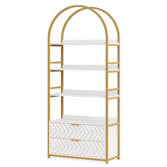 Edex Bookcases with 2 Drawers & 4-Tier Shelves Rack