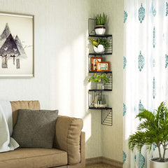 KANKEI Corner Shelf Wall Mount of 5 Tier Floating Shelves Wall Shelves - waseeh.com