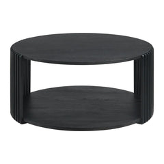 Estie Round Wood Slatted Living Lounge Center Coffee Table