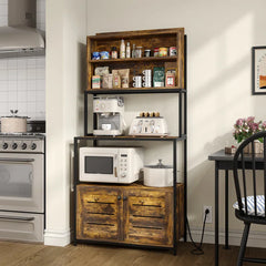 Ebern Tall Hutch Pantry Storage Microwave Oven Spice Organizer Rack