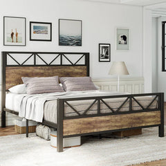 Keisha Wood and Metal Low Platform Bed