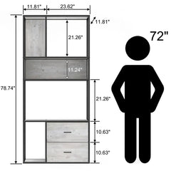 Zela Etagere Living Lounge Storage Drawer Organizer Bookcase Rack