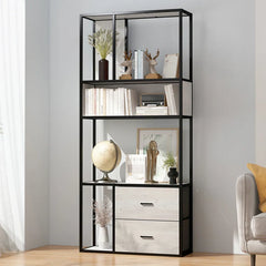 Zela Etagere Living Lounge Storage Drawer Organizer Bookcase Rack