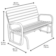 Angelyna Outdoor Lawn Park Gliding Metal Bench