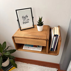 Moluzy Drawer Nightstand Floating Wall Side Table