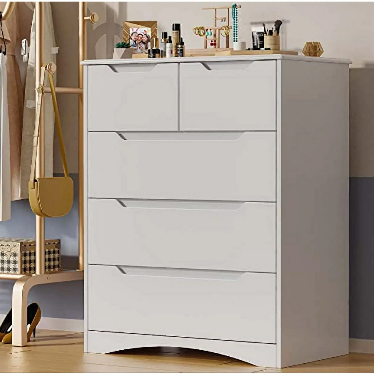 Lofka 5 Drawers Dresser Storage Living Room Cabinet Stand
