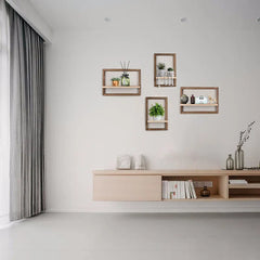 Millwat Living Lounge Home Office Solid Wood Floating Frames Shelf