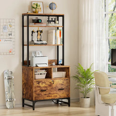 Ratch Tall Storage Organizer Bookcase Rack with Drawers