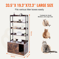 Vevorota Living Lounge Bokkcase Cat Space Organizer Rack