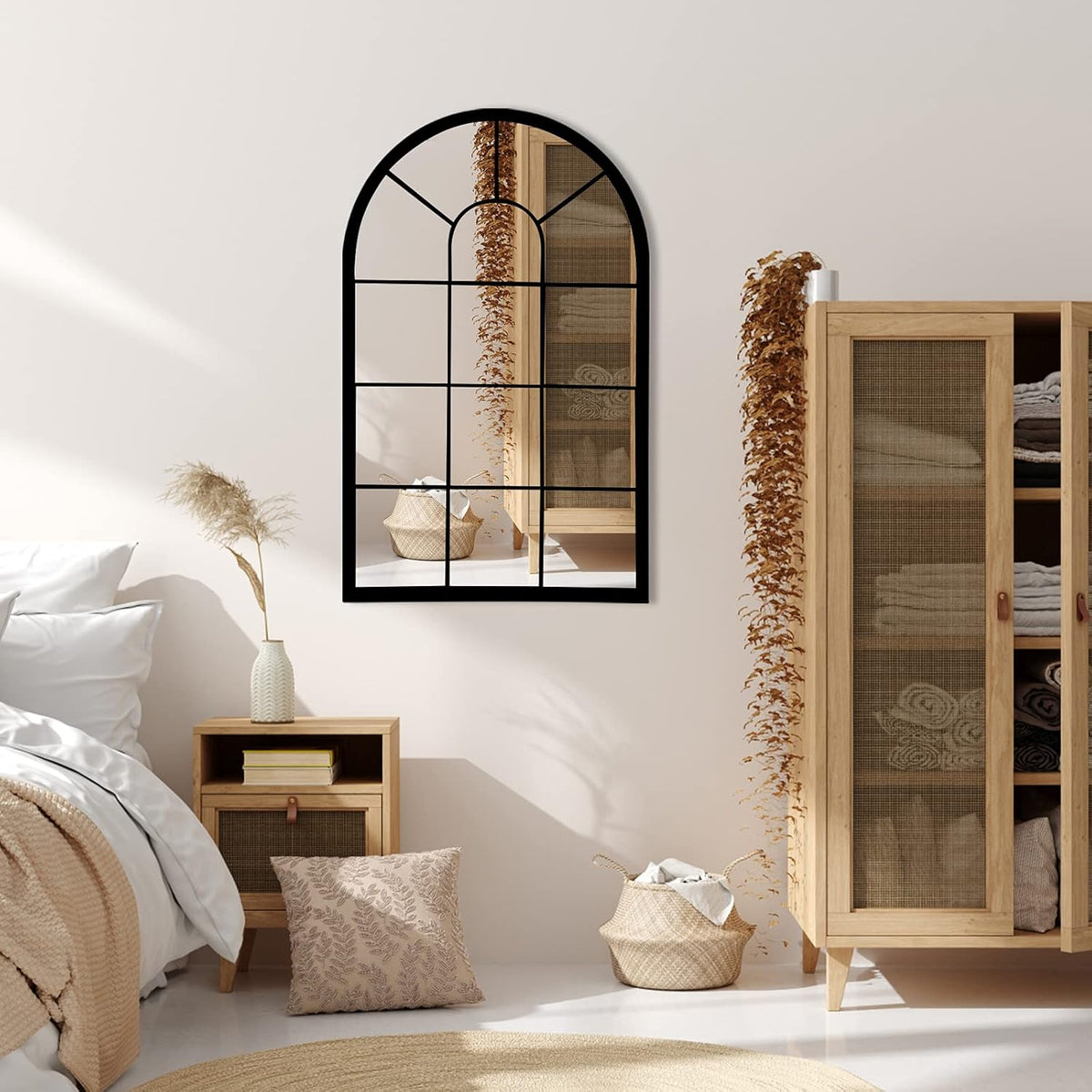 Junofur Living Lounge Bedroom Arched Farmhouse Wall Home Decor Mirror
