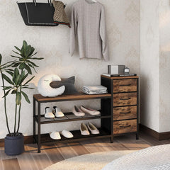 OTICA 3-Tier Drawers Seating Storage Shoe Industrial Entryway Rack