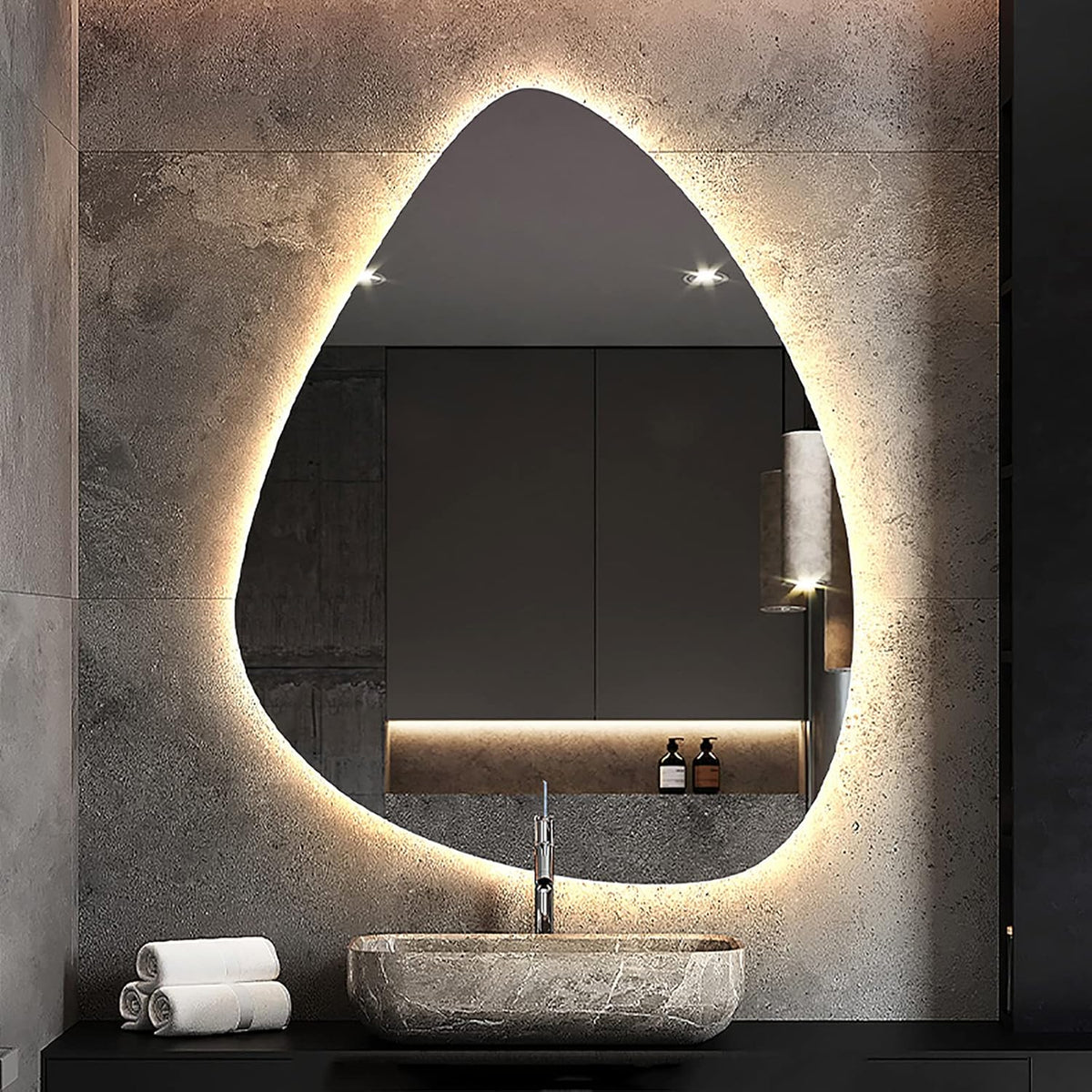 Raluu LED Lighted Bathroom Backlit Mirror Wall-Mounted Mirror Decor