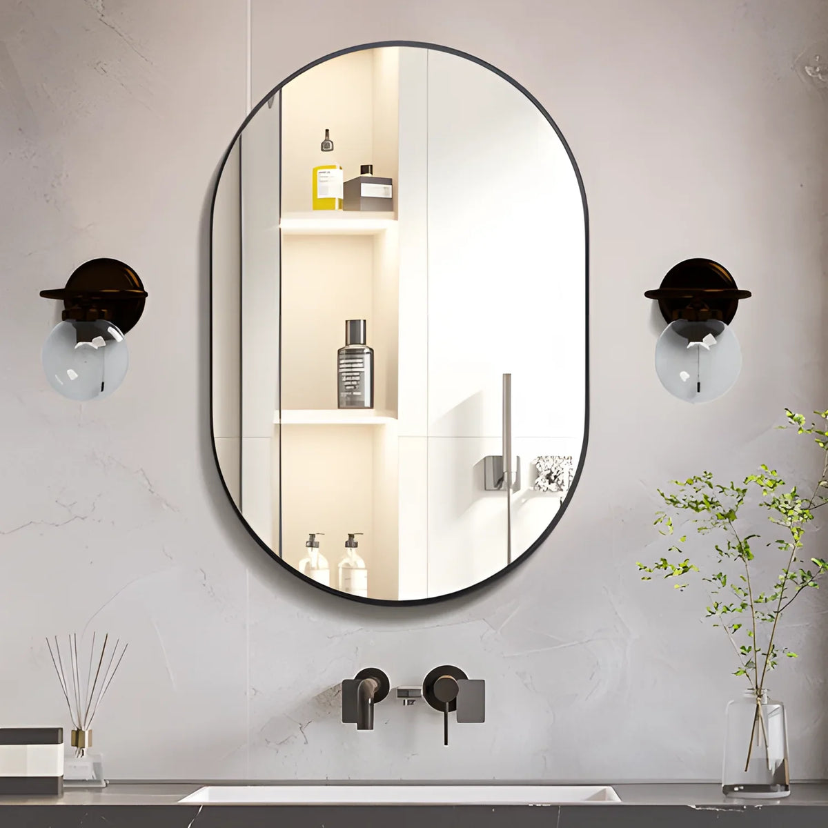 Conguiliao Oval Bathroom Bedroom Vanity Wall Mirror Decor