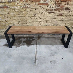 Lackque Iron and Wood Backrest Lawn Outdoor Indoor Bench