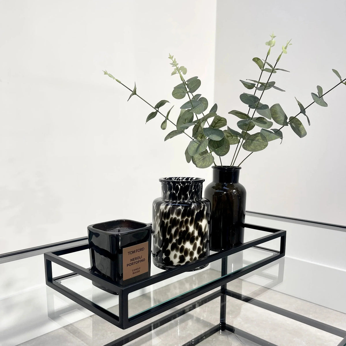 Zindozia Decorative Metal Glass Serving Tray