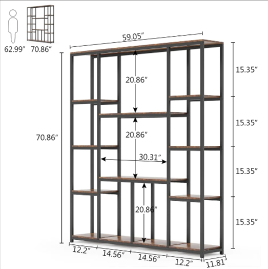 Industrial Blend Storage Bookcase Shelve Organizer Rack Decor - waseeh.com