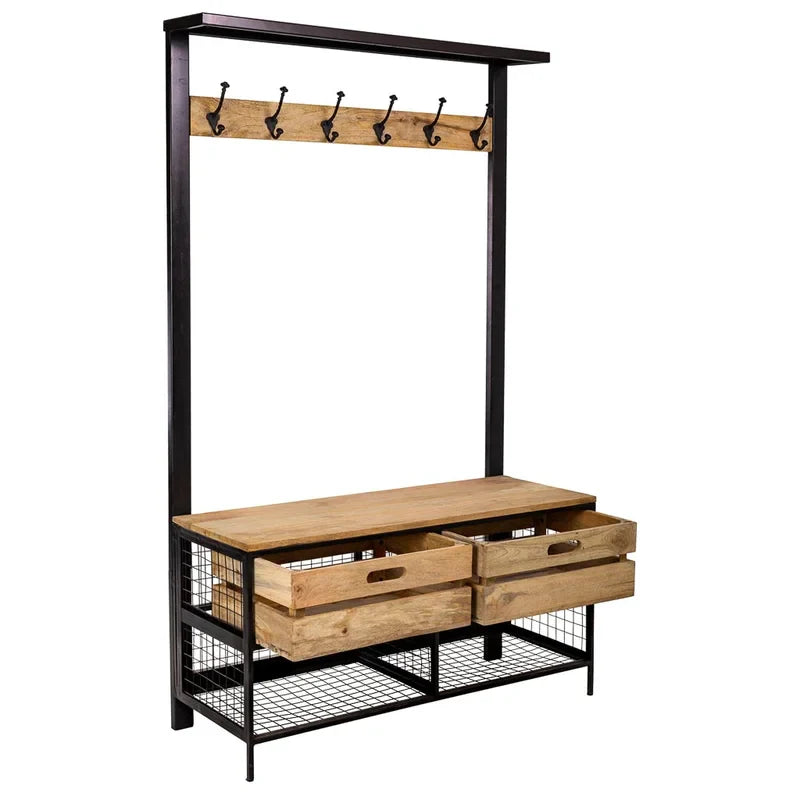 Mitchem Hall Tree Shoe Organizer Coat Hanging Living Bedroom Rack