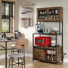 Nyyear Tall Kitchen Pantry Microwave Cabinet Bakers Rack