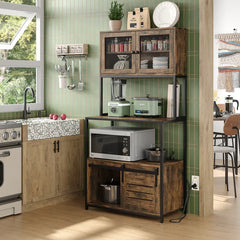 Nyyear Tall Kitchen Pantry Microwave Cabinet Bakers Rack