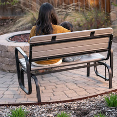 Angelyna Outdoor Lawn Park Gliding Metal Bench