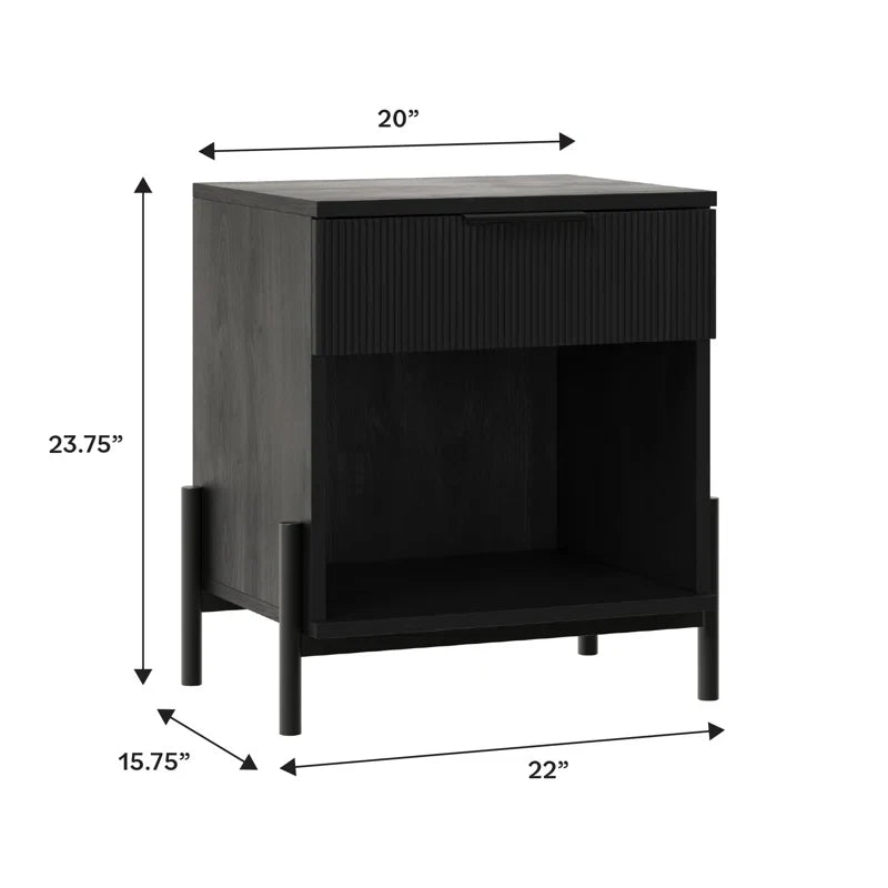 Ridvan 1-Drawer Nightstands with Open Cubby Sidetable