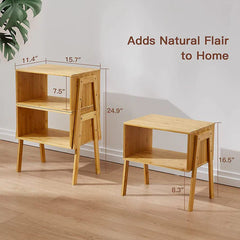 Maboo Living Bedroom Bedside Lamp Wood Side Table