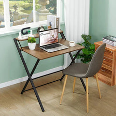 Toto 2-Tier Small Computer Desk Saving Folding Study Table