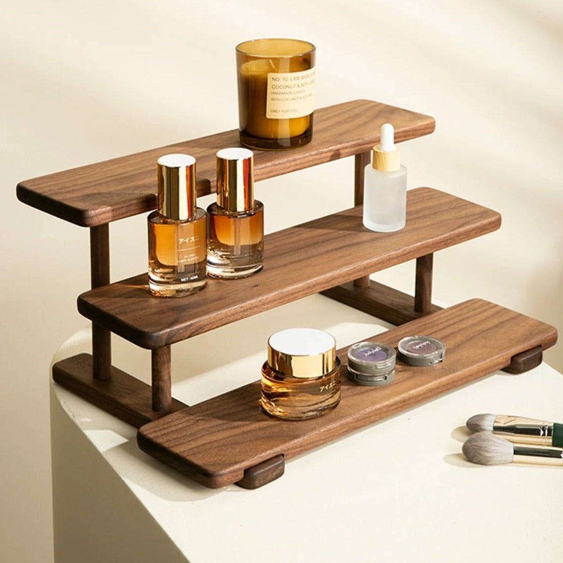 Kake Wooden Desktop Cup Perfume cosmetics multi-layer Storage Rack - waseeh.com