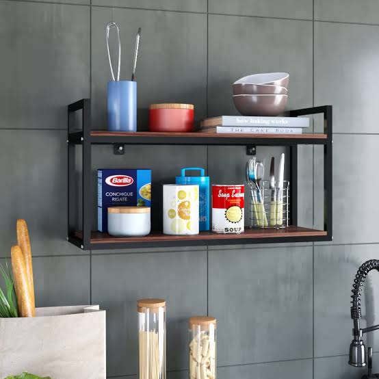 Woodsa Wooden Wall Home Kitchen Living Room Organizer Floating Shelve