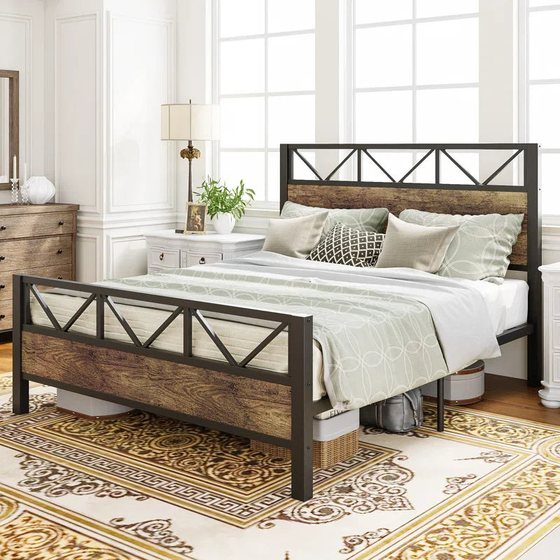 Keisha Wood and Metal Low Platform Bed
