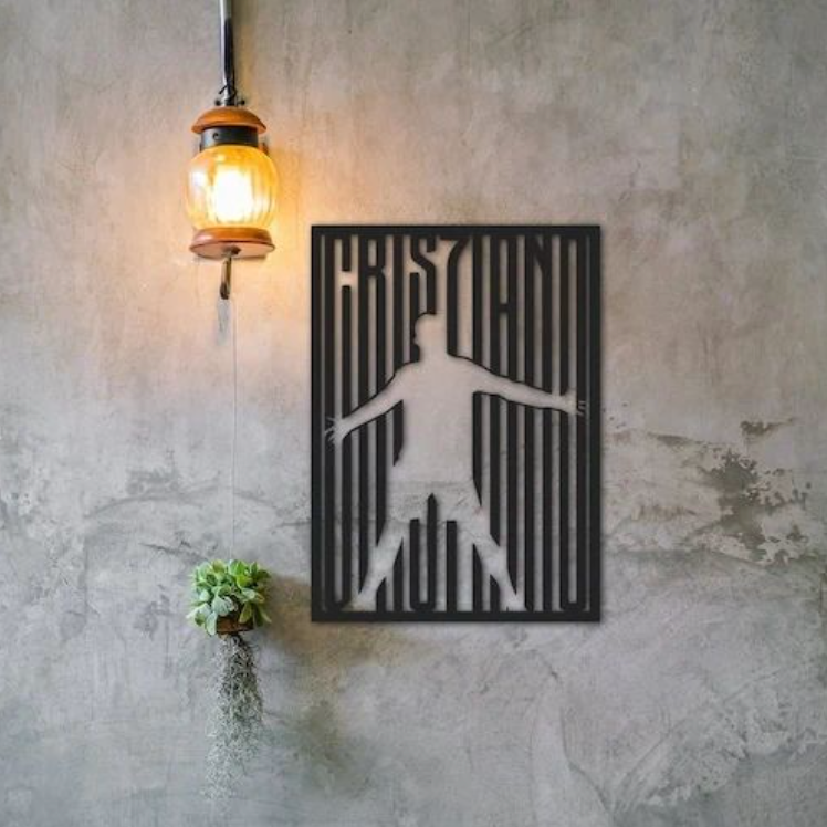 CR7 Silhouette Cristiano Wall Ronaldo Art - Iconic Footballer Decor for Sports Enthusiasts