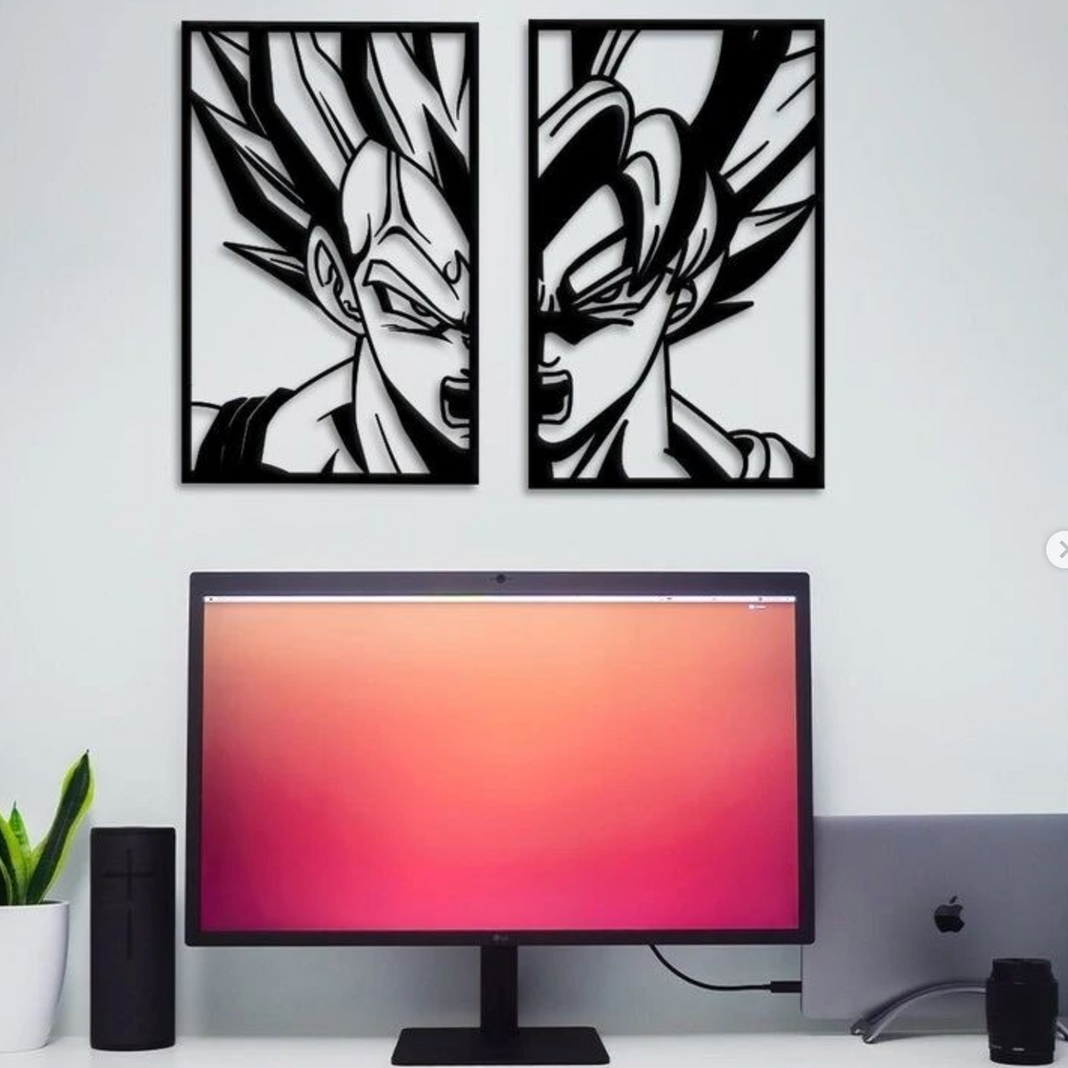 Dual Heroic Super Saiyan Wall Art - 2-Piece Split Panel for Home and Office Decor