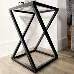 Twisted Lounge Table Living Room Glass Matte Black Side Table